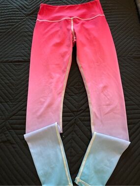 Girls' Ombre High-Waist Pink to Light Blue Active Leggings